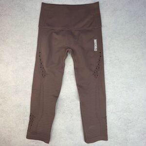 Gymshark Womens Leggings Red Brown High Rise Seamless Cropped Eyelet Size XS